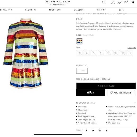 Alice + Olivia Mailynn Sequin Striped Multicolored Mini Dress - Picture 3 of 16